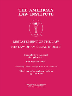 cover image of Restatement of the Law, The Law of American Indians